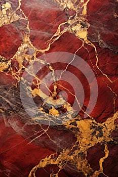 Close Up of Red and Gold Marble photo