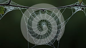 Spider Web Closeup with Dew Drops