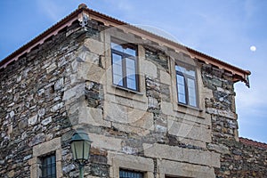 Detailed view of a typical on north portuguese building on Pinhao city, walls made on granite and schist, vernacular architecture photo