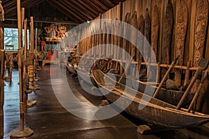 detailed view of viking ships wooden oars and rowing benches