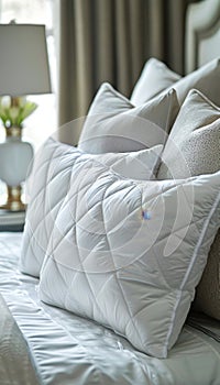 Detailed view of white mattress protector on a bed for enhanced search visibility