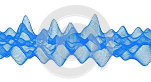A detailed visualization of a complex and dynamic sound wave pattern in blue