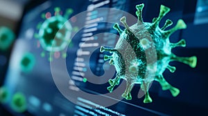 Detailed visualization of a computer interface showcasing virus data analysis