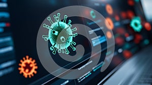 Detailed visualization of a computer interface showcasing virus data analysis