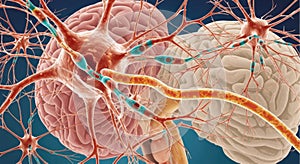 Detailed visualization of human neuron structure with synaptic connections