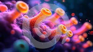 Visualization of diverse human gut microbiome highlighting bacterial structures and interactions