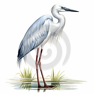 Detailed Watercolor Clipart Illustration Of A Cute Little Heron photo