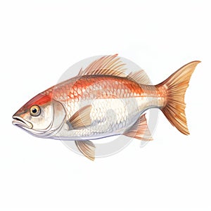Detailed Watercolor Clipart Of Redfish Or Cobia Latoe On White
