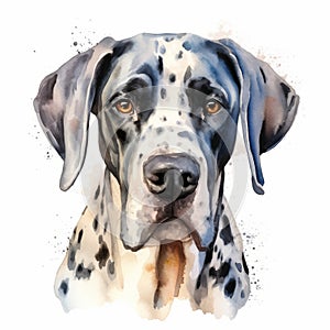 Detailed Watercolor Portrait Of Dalmatian With Gray And Bronze Style