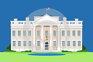 Detailed white house illustration Vector illustration.