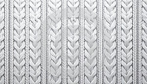 Detailed White Wool Cable Knit Texture Background Close Up Pattern Repeat