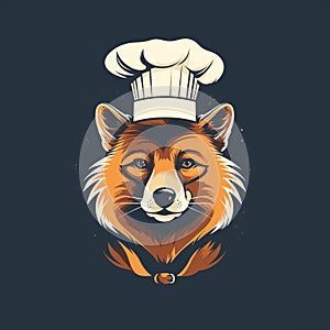 Detailed Wildlife Fox Chef Logo Design On Dark Background