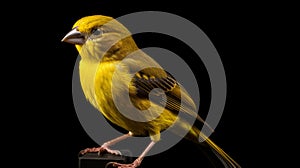 Detailed Wildlife Photography Of A Colorized Canary On White Background