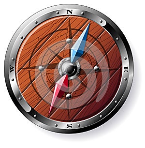 Detailed wooden compass