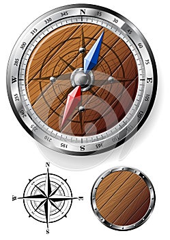 Detailed wooden compass