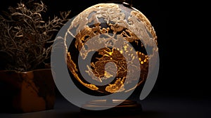 Detailed Wooden Light Globe With Gold: Luminous Landscapes And Chiaroscuro Woodcuts