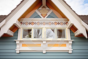 detailed woodwork on colonial dormer window frames