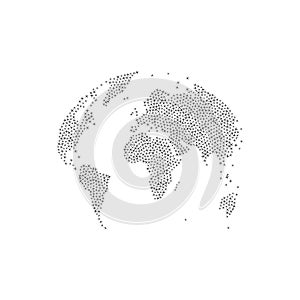 Detailed world map in globe shape with set stars, isolated on white background. Earth Day Object. Flat vector illustration EPS10
