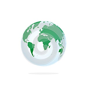 Detailed world map in globe shape in transparent circle, isolated on white background. Earth Day Object. Flat vector illustration