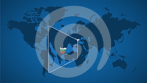 Detailed world map with pinned enlarged map of Bulgaria and neighboring countries