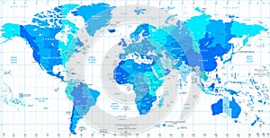 Detailed World map standard time zones