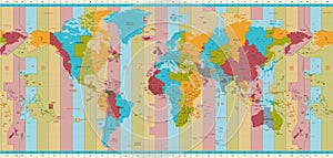 Detailed World map standard time zones
