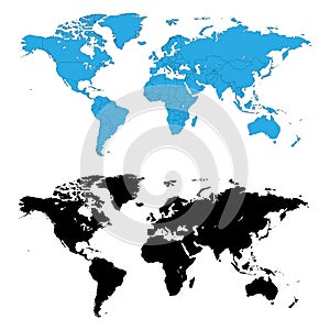 Detailed world maps vector photo