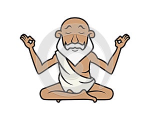 Detailed Yoga Guru Mascot Illustration