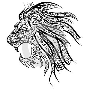 Detailed zentangle stylized lion