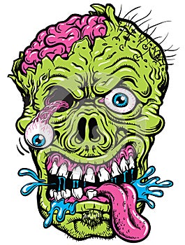 Detailed Zombie Head Illustration