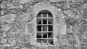 Detailof window of dungeon of the castle of Santa Cruz in Santa Cruz Galicia, Spain of Santa Cruz in Santa Cruz Galicia, Spain