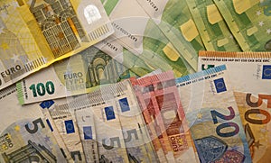 Details in 5,10,20,50,100 and 200 Euros notes - Europe Money Photography