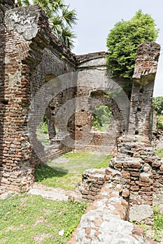 Details of abandoned half-ruined medieval temple india