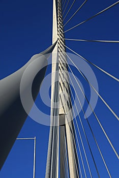 Details of Ada bridge tower in Belgrade, Serbia