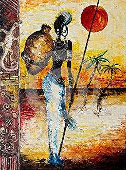 Details of African woman painting