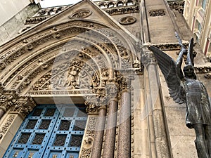 Details of the amazing entrance to St Michael, Cornhill church London