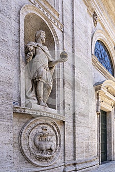 Details of the ancient cathedral San Luigi dei Francesi in Rome, Italy