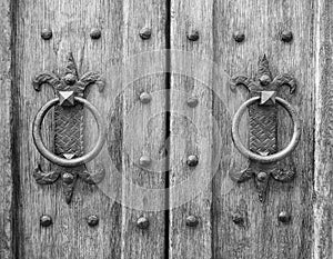 Details of an ancient Italian door.