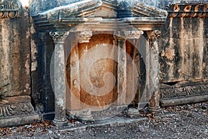 Details of the ancient ruins of Roman theater in archeological site in Byblos. Lebanon