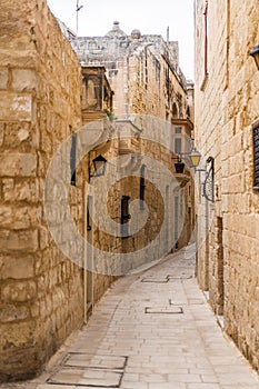 Details Ancient Streets Alleys Mdina Old Architecture Travel Location Limestone Walls