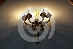 Details of antique lamp in mansion