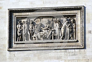 Details of Arc de Triomphe in Paris, France, Europe