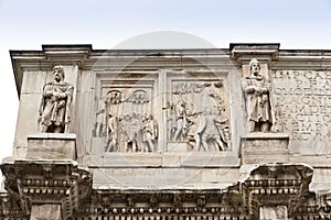 Details of Arch of Constantine in Rome photo