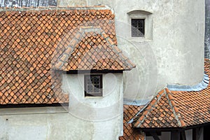 Details of the architecture of a castle in the village of Bran.