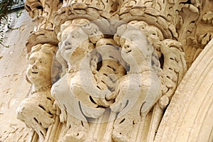 Details of the baroque that can be admired in the city of Lecce in Apulia, Italy