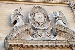 Details of the baroque that can be admired in the city of Lecce in Apulia, Italy