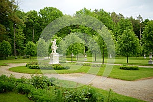 Details of beautiful park surrounding Uzutrakis Manor, residential manor of the Tyszkiewicz family in Uzutrakis, on the shore of