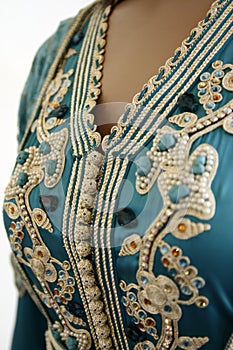 Details of a blue Moroccan caftan