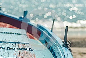 details of a boat on the beach