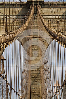 Details of the Brooklyn Bridge in New York City, USA